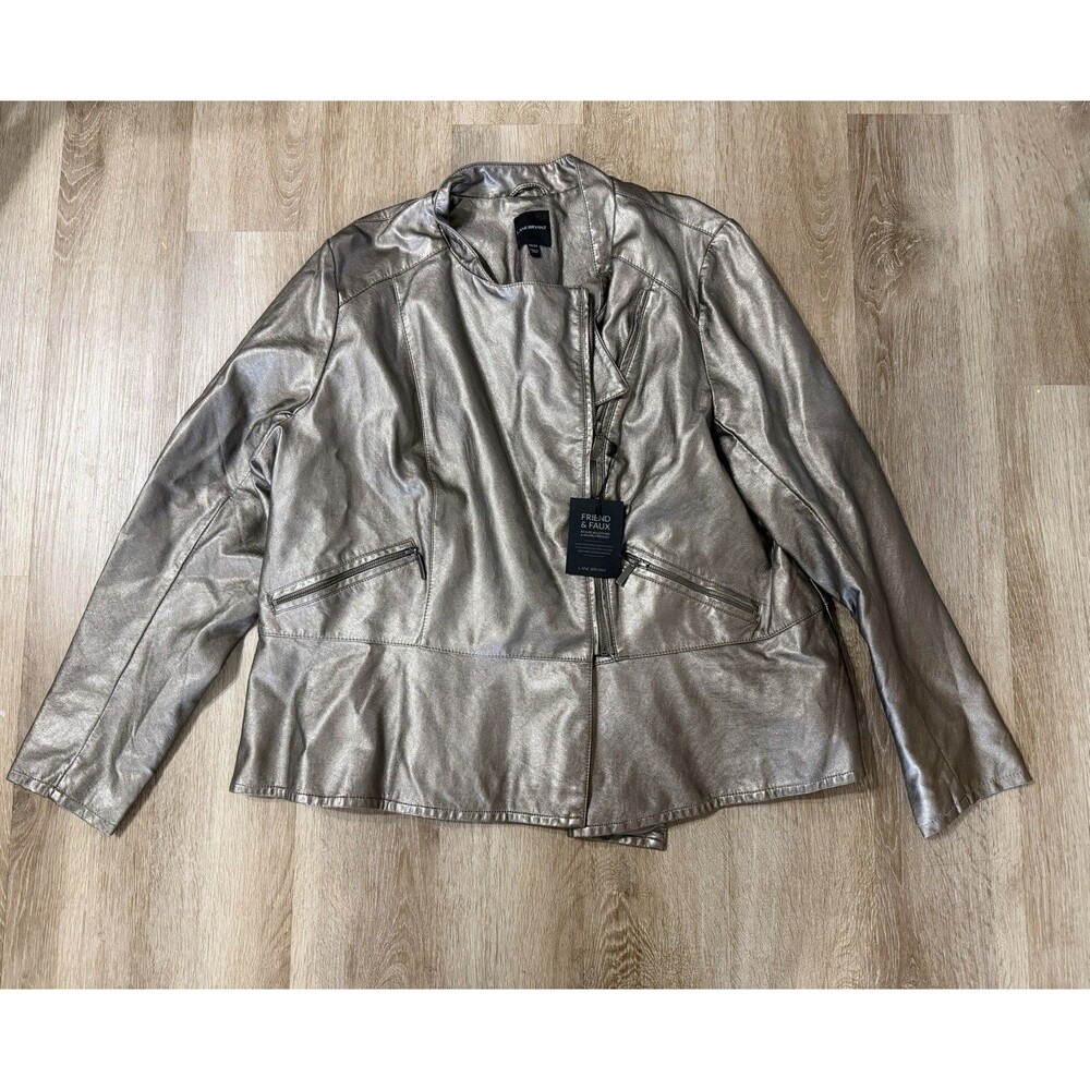 Lane Bryant NWT Faux Leather Metallic Jacket Womens Plus Size 22/24 Fall Winter